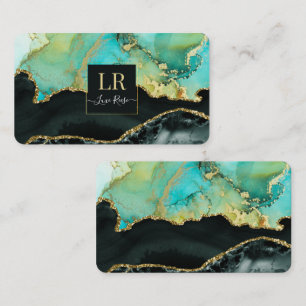 Elegant Dual Color & Gold Abstract Liquid Art Business Card