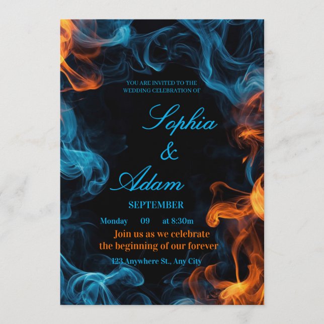 Elegant Dual Flame Wedding Invitation (Front)