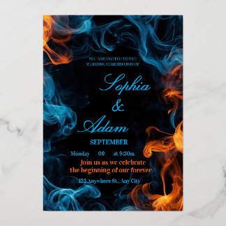 Elegant Dual Flame Wedding Invitation Foil Invitation