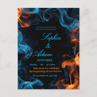 Elegant Dual Flame Wedding Invitation Postcard