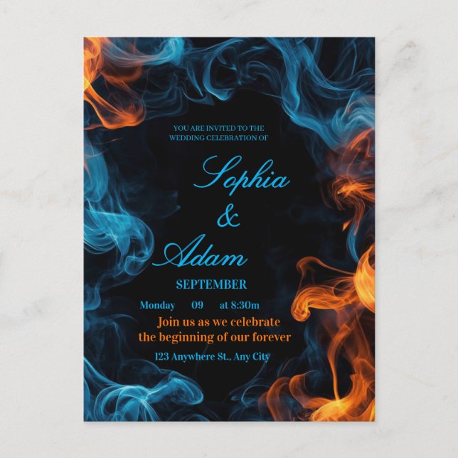 Elegant Dual Flame Wedding Invitation Postcard (Front)