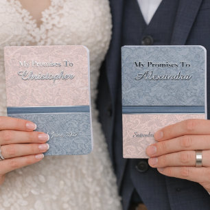 Elegant Dual‑Tone Lace Wedding Silver Foil Vow Books