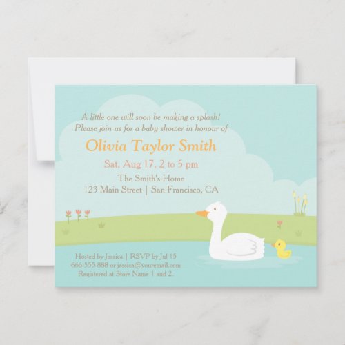 Elegant Duck and Duckling Baby Shower Invitations