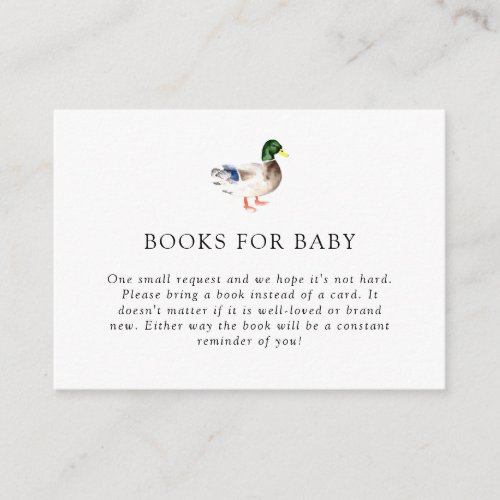 Elegant Duck Baby Shower Book Request Card