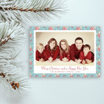 Elegant Duck Egg Blue Holly Photo  Holiday Card