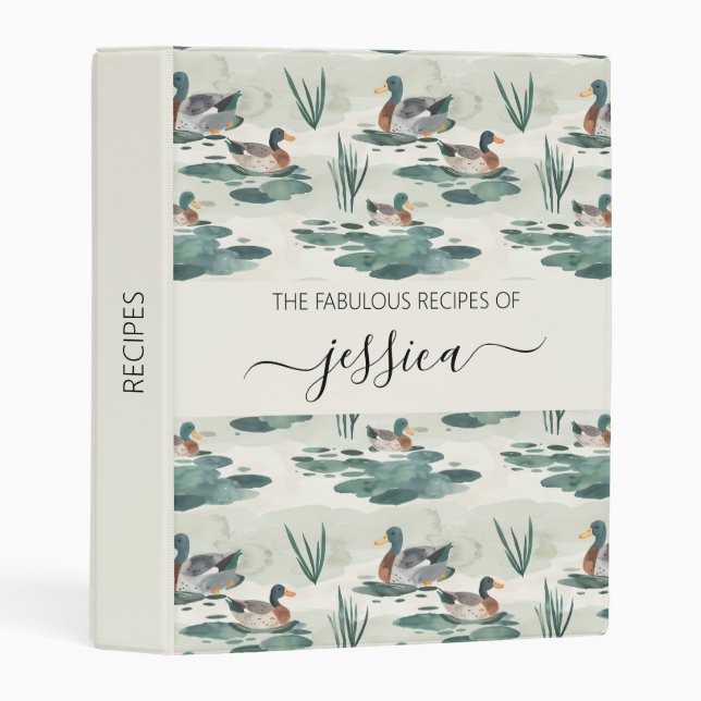 Elegant ducks script name Recipe Mini Binder (Front/Spine)
