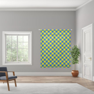 Elegant Duo Blue & Yellow Buffalo Plaid Sheer Curtains
