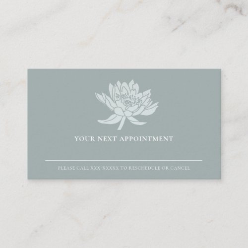 ELEGANT DUSKY BLUE LOTUS FLORAL APPOINTMENT BUSINESS CARD