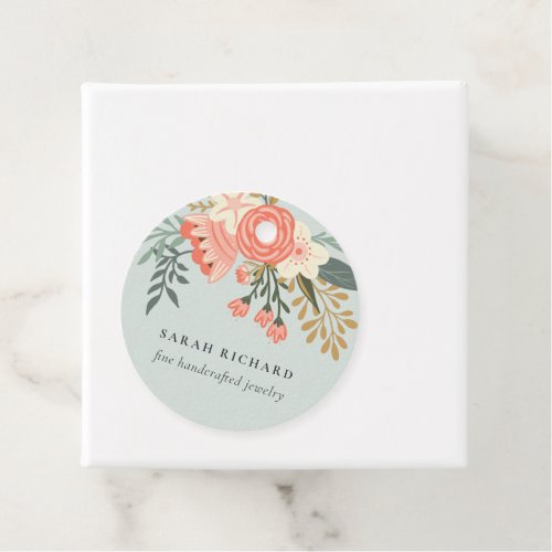 Elegant Dusky Blue Orange Blush Ambrosia Floral  Favor Tags