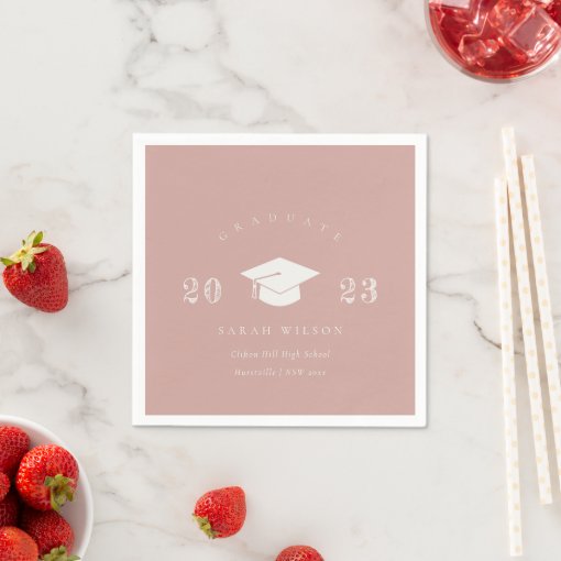 Elegant Dusky Blush Pink Minimal Simple Graduation Napkins Zazzle