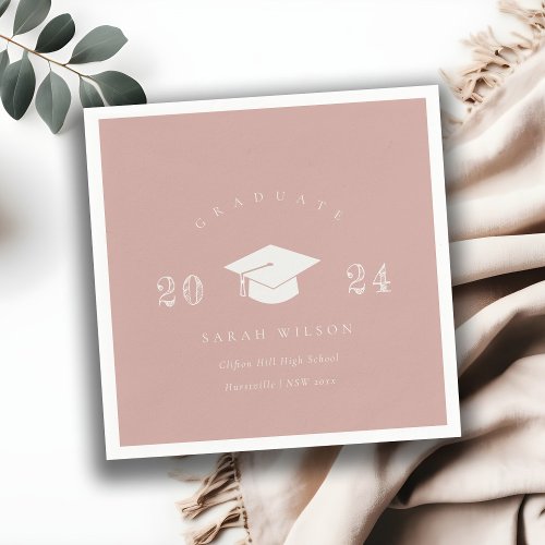 Elegant Dusky Blush Pink Minimal Simple Graduation Napkins