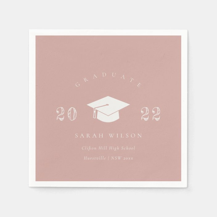 Elegant Dusky Blush Pink Minimal Simple Graduation Napkins