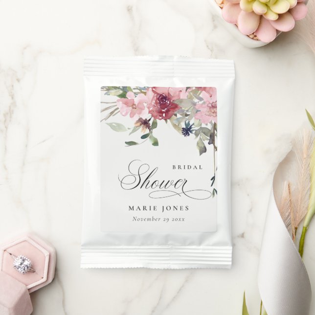 Elegant Dusky Blush Rose Floral Bridal Shower Margarita Drink Mix (Wedding)