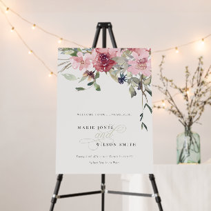 Elegant Dusky Blush Rose Floral Engagement Welcome Foam Board