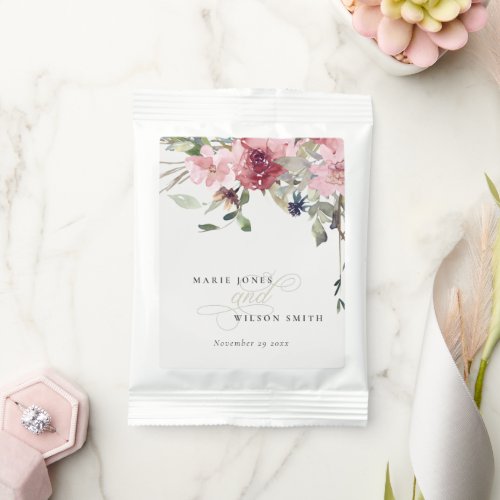 Elegant Dusky Blush Rose Wildflower Floral Wedding Margarita Drink Mix