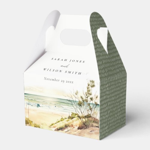 Elegant Dusky Coastal Beach Sun Seascape Wedding Favor Boxes