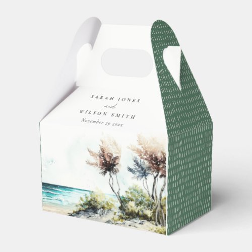 Elegant Dusky Coastal Palm Beach Seascape Wedding Favor Boxes