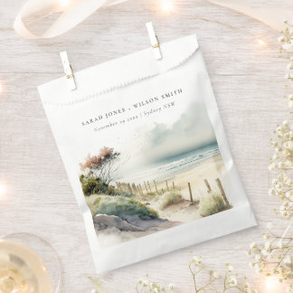 Elegant Dusky Coastal Sand Beach Seascape Wedding Favor Bag