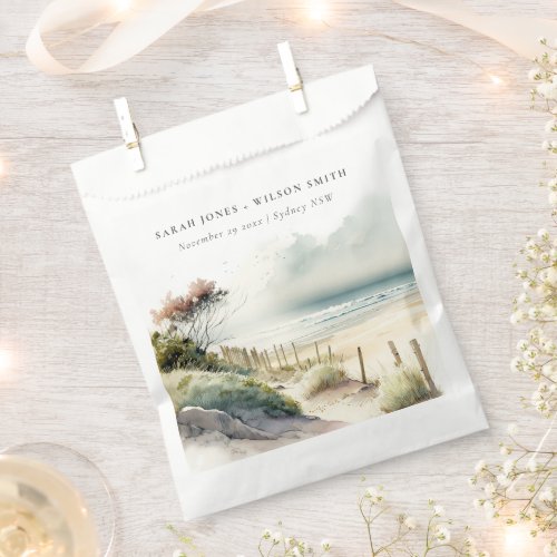 Elegant Dusky Coastal Sand Beach Seascape Wedding Favor Bag