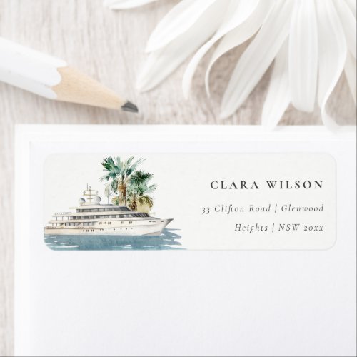 Elegant Dusky Cruise Ship Palm Seascape Address Label
