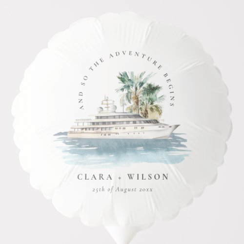 Elegant Dusky Cruise Ship Palm Seascape Wedding  Balloon