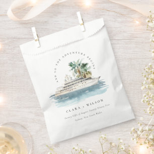 Elegant Dusky Cruise Ship Palm Seascape Wedding Favor Bag