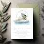 Elegant Dusky Cruise Ship Palm Seascape Wedding  Invitation
