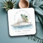 Elegant Dusky Cruise Ship Palm Seascape Wedding  Square Paper Coaster<br><div class="desc">Dusky Cruise Ship Palm Seascape Theme Collection.- it's an elegant script watercolor Illustration of watercolor cruise ship with palm and greenery, perfect for your coastal beachy cruise wedding & parties. It’s very easy to customize, with your personal details. If you need any other matching product or customization, kindly message via...</div>