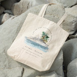 Elegant Dusky Cruise Ship Palm Seascape Wedding  Tote Bag<br><div class="desc">Dusky Cruise Ship Palm Seascape Theme Collection.- it's an elegant script watercolor Illustration of watercolor cruise ship with palm and greenery, perfect for your coastal beachy cruise wedding & parties. It’s very easy to customize, with your personal details. If you need any other matching product or customization, kindly message via...</div>