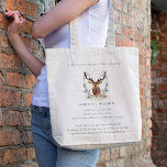 Elegant Dusky Deer Floral Crest Fun Facts Wedding Tote Bag<br><div class="desc">If you need any further customisation please feel free to message me on yellowfebstudio@gmail.com.</div>
