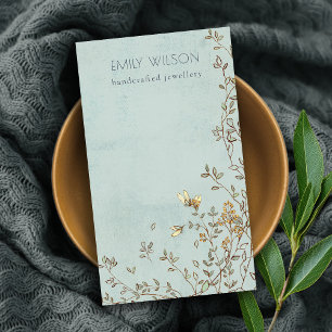 Elegant Dusky Floral Aqua Blank Jewelry Display Business Card