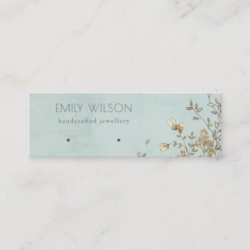 Elegant Dusky Floral Aqua Stud Earring Display Mini Business Card
