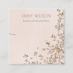 Elegant Dusky Floral Blush Band Necklace Display Square Business Card