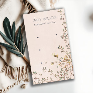 Elegant Dusky Floral Blush Stud 3 Earring Display Business Card