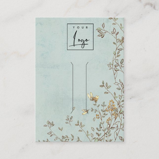 Elegant Dusky Floral Vine Aqua Hair Clip Display Business Card (Front)