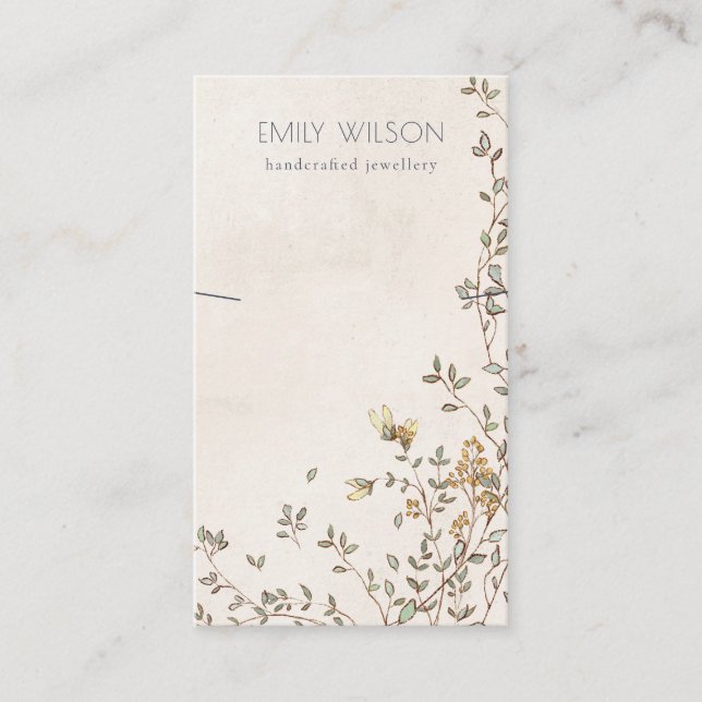 Elegant Dusky Floral Vine Band Necklace Display Business Card (Front)