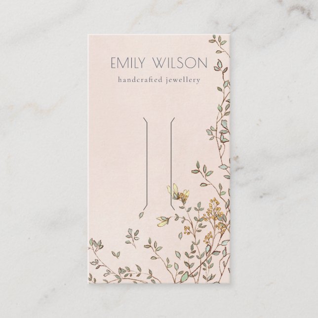 Elegant Dusky Floral Vine Blush Hair Clip Display Business Card (Front)