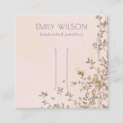 Elegant Dusky Floral Vine Blush Hair Clip Display Square Business Card