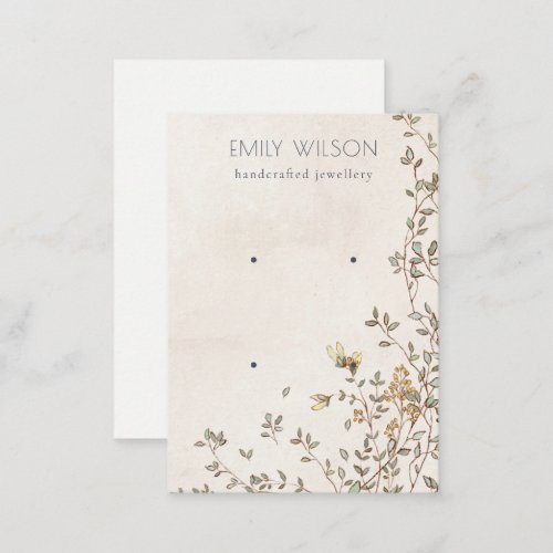 Elegant Dusky Floral Vine Ivory 2 Earring Display Business Card