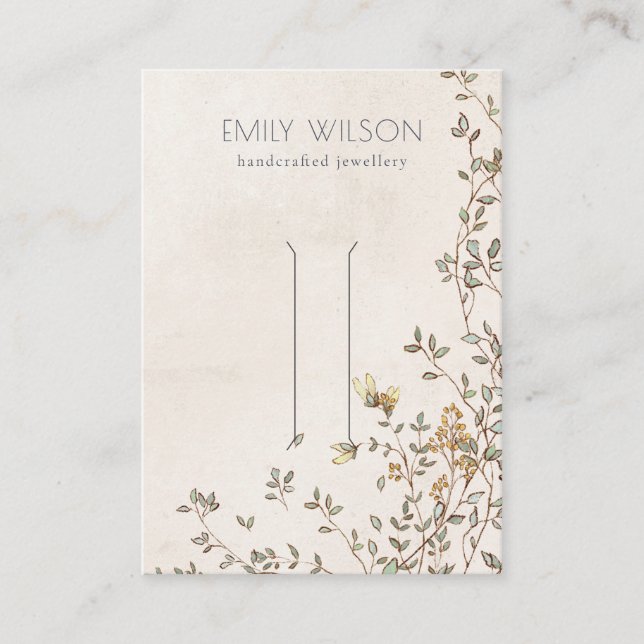 Elegant Dusky Floral Vine Ivory Hair Clip Display Business Card (Front)