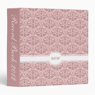 Elegant Dusky Rose Pink Damask Feminine Binder