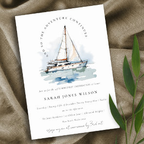 Elegant Dusky Sailboat Yacht Seascape Birthday Invitation