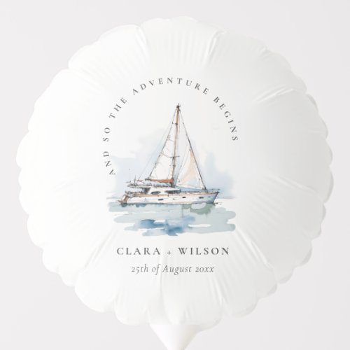 Elegant Dusky Sailboat Yacht Seascape Wedding  Balloon