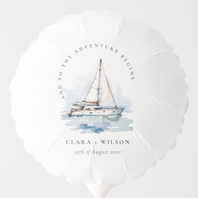 Elegant Dusky Sailboat Yacht Seascape Wedding  Balloon (Front)