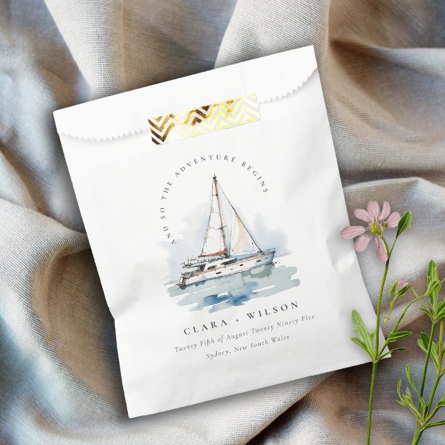 Elegant Dusky Sailboat Yacht Seascape Wedding  Favor Bag (Creator Uploaded)