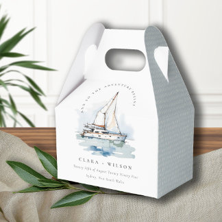 Elegant Dusky Sailboat Yacht Seascape Wedding Favor Boxes