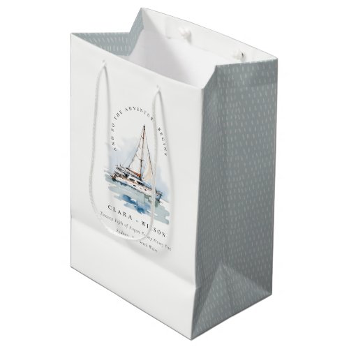 Elegant Dusky Sailboat Yacht Seascape Wedding  Medium Gift Bag