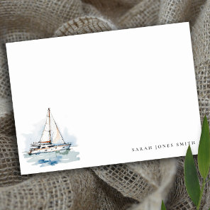 Elegant Dusky Sailboat Yacht Seascape Wedding  Note Card