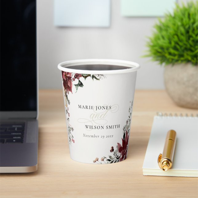 Elegant Dusky Warm Winter Festive Foliage Paper Cups (Insitu)