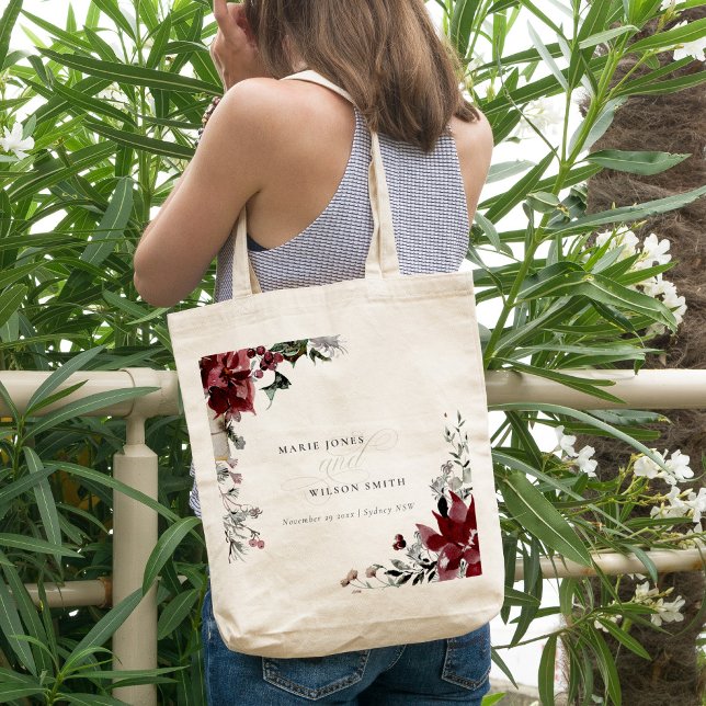 Elegant Dusky Warm Winter Festive Foliage Wedding Tote Bag (Creator Uploaded)